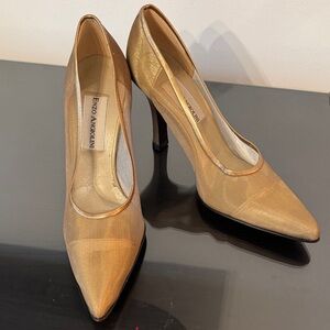 Enzo Angiolini Metallic Mesh Gold Pointed-Toe Pumps 7.5 New no Box